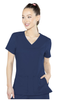 Insight by Med Couture Women's Doubled Pocket Solid Scrub Top In Navy