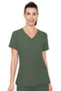 Insight by Med Couture Women's Doubled Pocket Solid Scrub Top In Olive