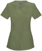 Infinity by Cherokee Women's Mock Wrap Solid Scrub Top Olive