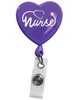 Prestige Medical Retracteze Badge/ID Holder Clip in Nurse Heart Purple