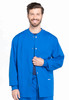 Professionals by Cherokee Workwear Men's Snap Front Warm-Up Solid Scrub Jacket In Royal