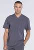 Infinity by Cherokee Men's V-Neck Knit Panel Solid Scrub Top CK910A Pewter