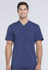 Infinity by Cherokee Men's V-Neck Knit Panel Solid Scrub Top CK910A Navy