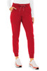 Med Couture scrub pant yoga jogger rib-knit cotton feeling soft fabric in Red