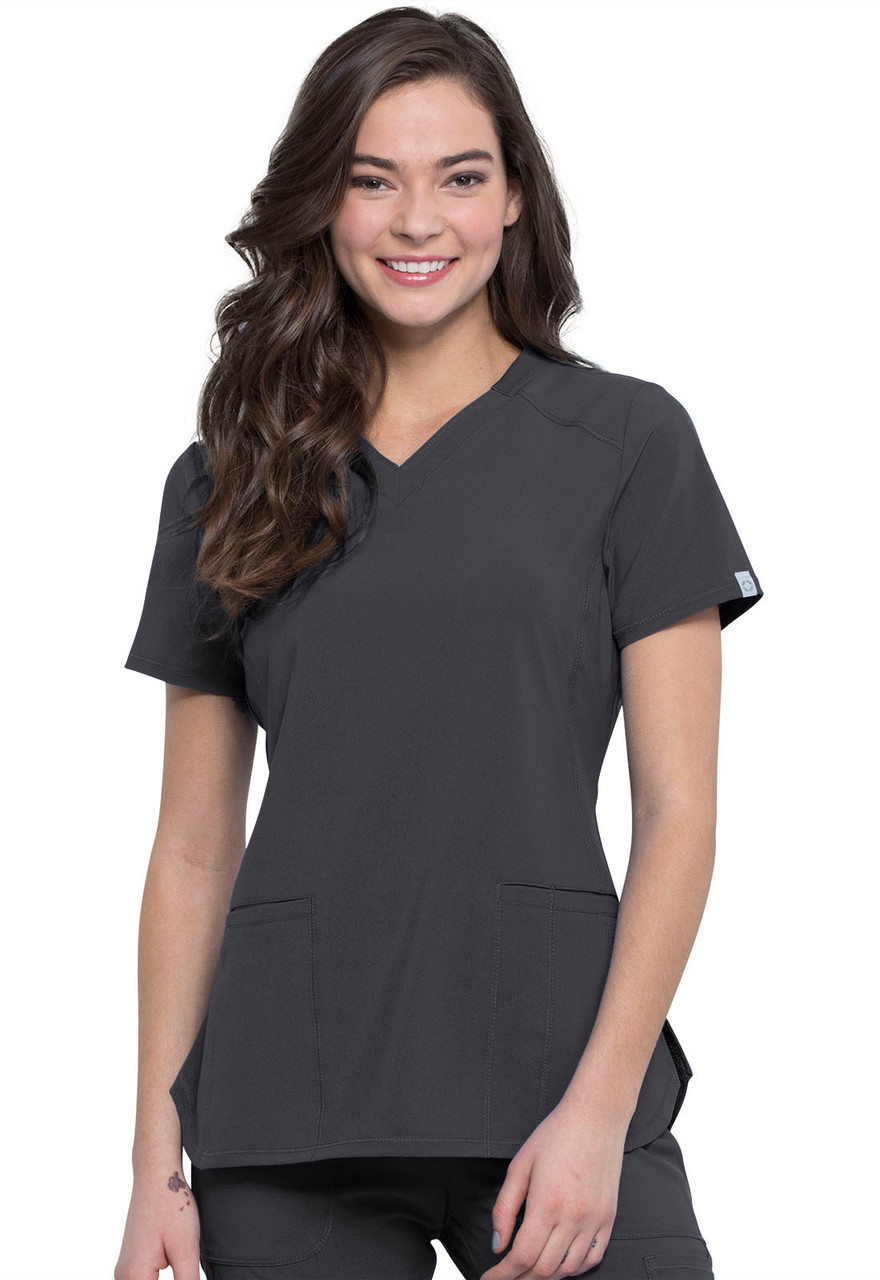 Infinity By Cherokee Solid Round Neck Scrub Tops With Certainty