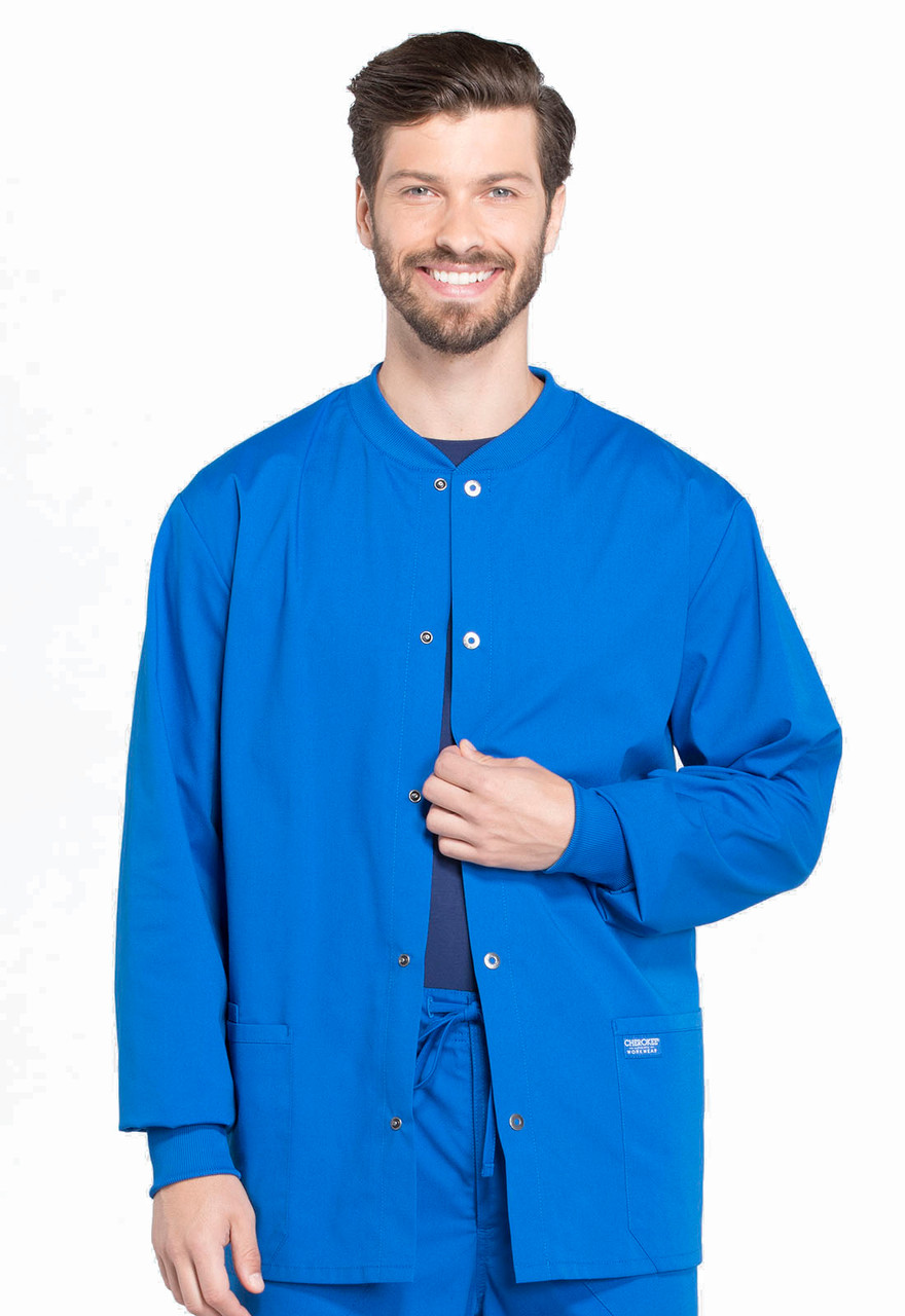 Revolution by Cherokee Workwear Men's Zip Up Solid Scrub Jacket