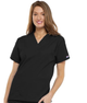 Women's V-Neck 2 Pocket Solid Scrub Top In Black