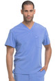 EDS Essentials by Dickies Men's V-Neck Solid Scrub Top In Ciel