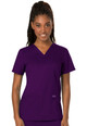 Revolution by Cherokee Workwear Women's V-Neck Solid Scrub Top In Eggplant