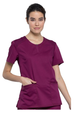 Women's Crew Neck Solid Scrub Top In Wine