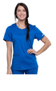 Women's Crew Neck Solid Scrub Top In Royal