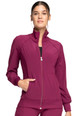 Infinity by Cherokee Women's Zip Front Warm-Up Solid Scrub Jacket In Wine