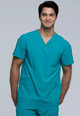 Infinity by Cherokee Men's V-Neck Solid Scrub Top In Teal