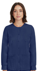 HH Works by Healing Hands Women's Megan Button Front Solid Scrub Jacket In Navy