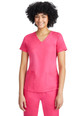 HH Works by Healing Hands Women's Monica V-Neck Solid Scrub Top In Carnation Pink