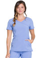 Infinity by Cherokee Women's Mock Wrap Solid Scrub Top Ciel