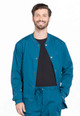 Professionals by Cherokee Workwear Men's Snap Front Warm-Up Solid Scrub Jacket In Caribbean Blue