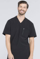 Infinity by Cherokee Men's V-Neck Knit Panel Solid Scrub Top CK910A Black