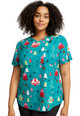 Cherokee V-Neck Tuckable Print Top CK664 Happy Holidogs