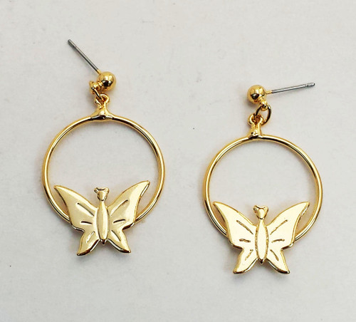 Hoop earrings/butterfly