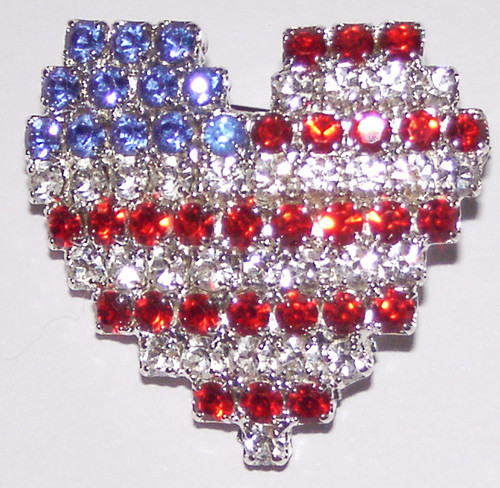 Crystal Heart/Flag pin