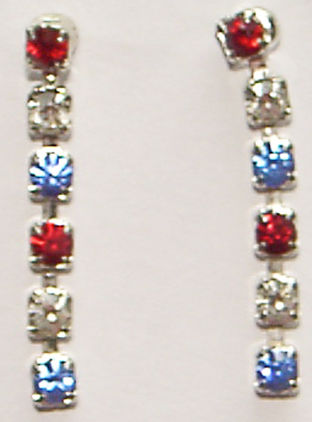 Crystal red, white, & blue earrings