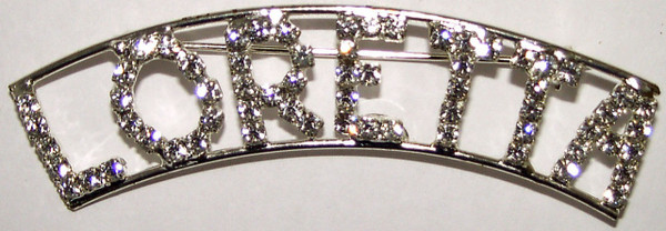 LORETTA crystal name pin