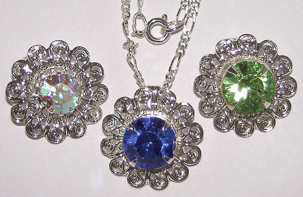 Filigree necklace - smaller with 3 choices of crystal colors