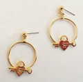 Hoop earrings/heart & key