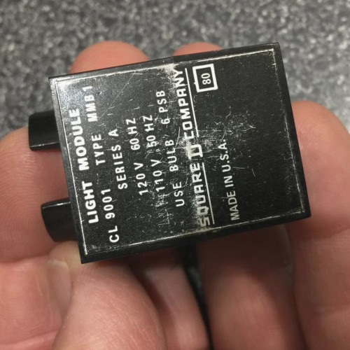 Square D Class 9001 Type MMB1 light module front label, 120V 60Hz markings