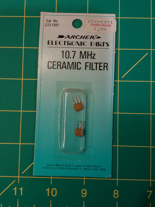 Archer 272-1301 card front, two 10.7 MHz ceramic filters sealed in blister