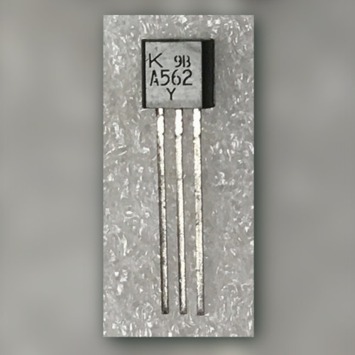 Toshiba 2SA562-Y PNP transistor on antistatic bubble film, A562 Y case markings clearly visible