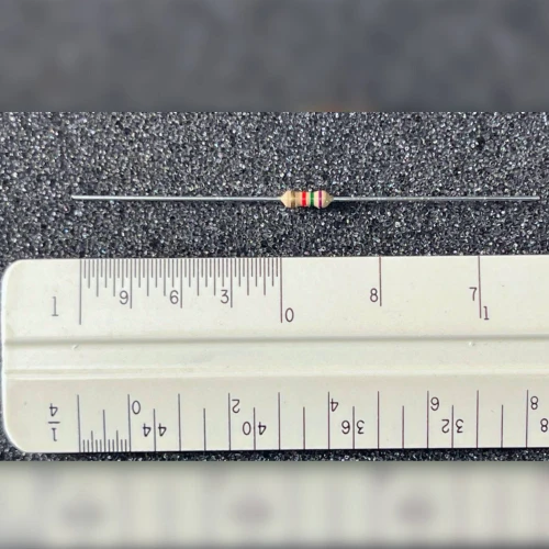 Xicon 291-7.5K carbon film resistor with full axial leads next to a ruler.