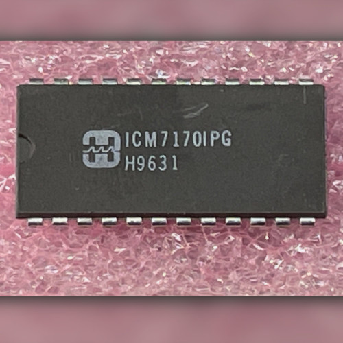 Harris ICM7170IPG real-time clock IC top view, 24-pin plastic DIP, marking H9631