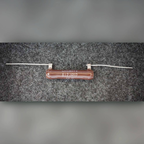 Brown Ohmite wirewound resistor marked OHMITE B12J4K0 4K ohm with flag lugs and wire leads