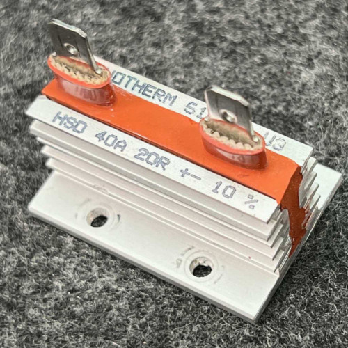 Danotherm HSD-40-A-20R angled view showing finned aluminum housing and two upright spade terminals