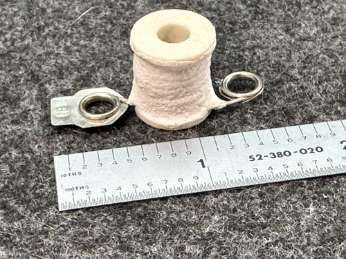 Allen-Bradley N8 Type N thermal overload heater element with metal tabs and a ruler for scale.