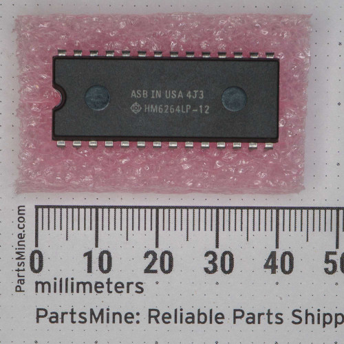 Hitachi HM6264LP-12 IC marked "ASB IN USA 4J3" showing clean pins and no visible wear.