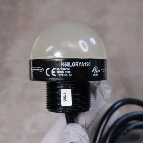 Banner K50L-GRYA120 3-Color AC LED Pilot Light 50mm Dome