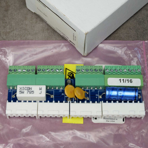 BAPI PremierLink module showing clean components, "XICON 5W 7R5 J" resistor, "11/16" label, "Assembled in the USA" label.