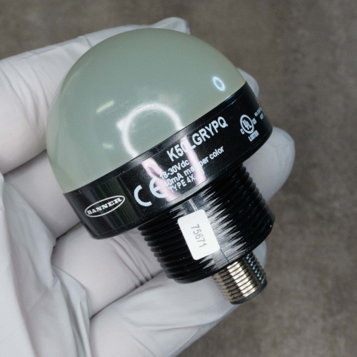 Banner K50LGRYPQ dome and black housing marked 18-30Vdc, 40mA per color, CE