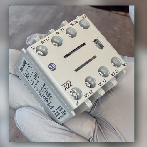 Front oblique view of Allen-Bradley 100-FA22 auxiliary contact block.