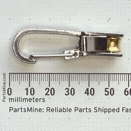 ObtainSurplus PCRC-001 paracord roller clip shown against a metric ruler.