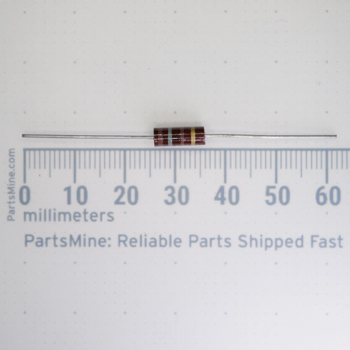 UNBRANDED R-1W-180ohm-CC axial resistor shown with a millimeter scale.