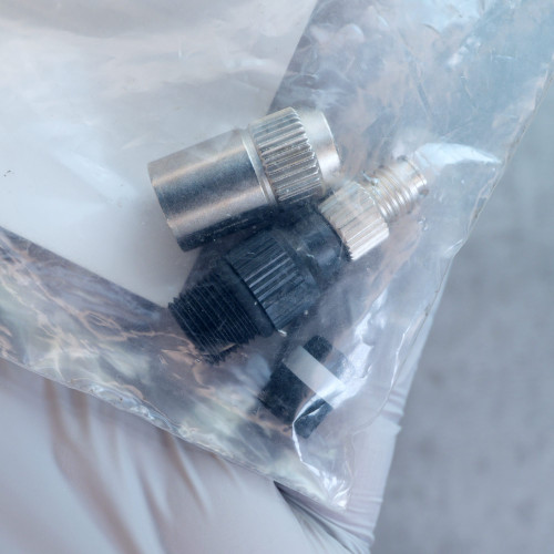 Components of Murr Elektronik 7000-08341-0000000 field-wireable M8 connector in plastic bag.