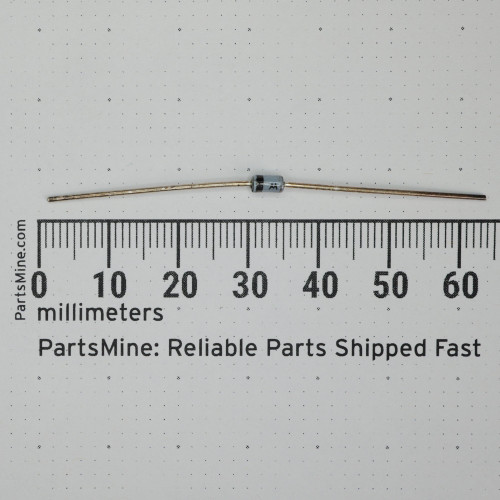 Motorola 1N4737A axial diode shown against a millimeter ruler.