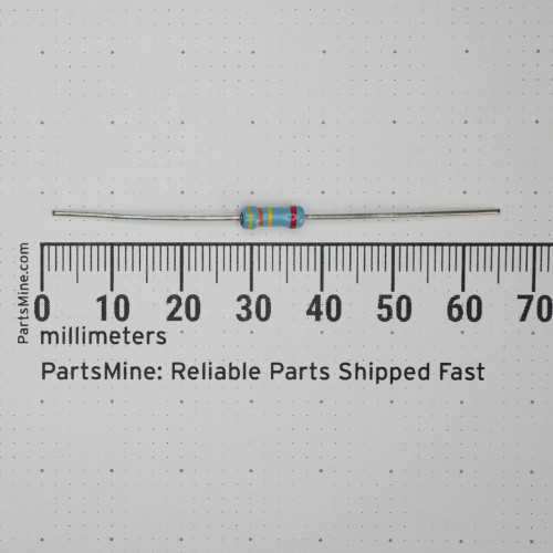 NTE HW443 axial-lead resistor against a millimeter ruler.