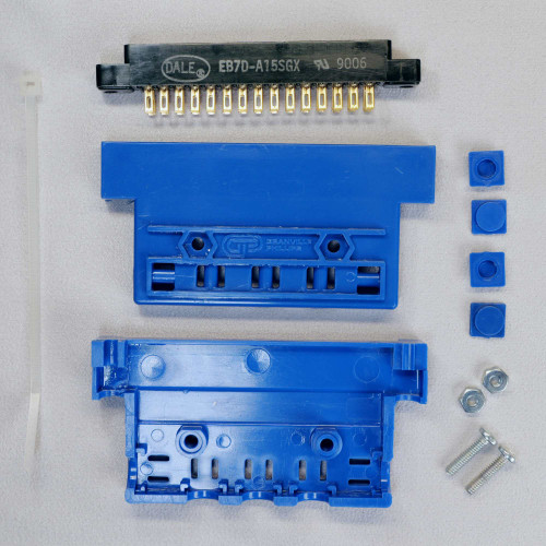 Granville-Phillips GP-EB7D-A15S6X-BLUE connector kit with Dale edge connector, blue housing, and hardware.