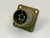 Angled front view of Amphenol MS3102A14S-5P receptacle showing threaded shell, keyway, and five male pins