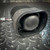 RSG emergency vehicle siren front three quarter view, oval horn flare with domed driver inside